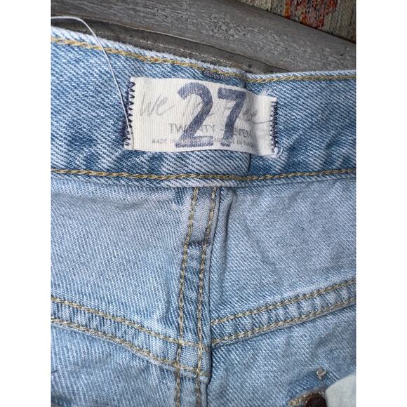 Free People We The Free Lasso Jeans 27 Light Wash Foxtrot Distressed Button Fly - Picture 10 of 11